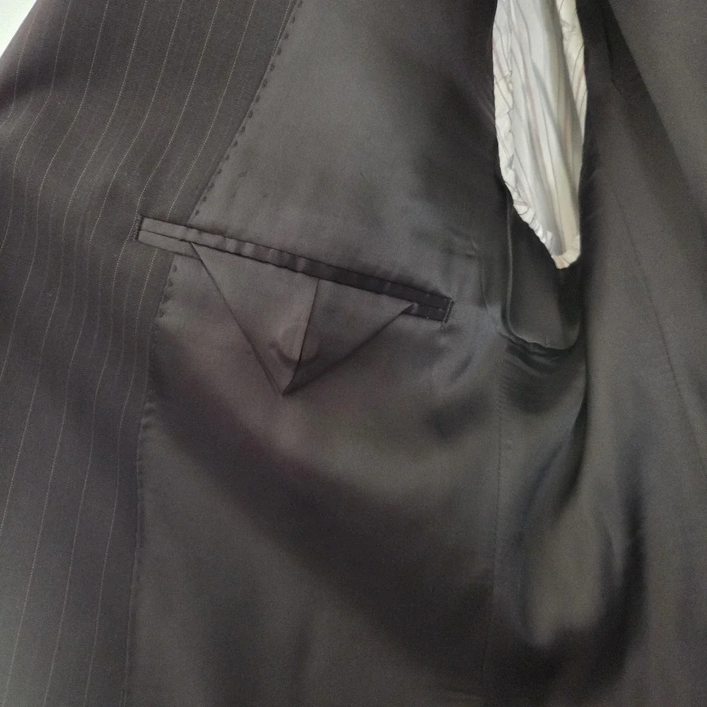 Ralph by Ralph Lauren Men's 42R 100% Wool‎ Black Pinstripe Sport Coat Blazer